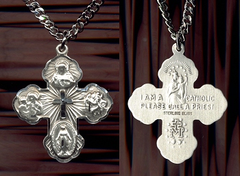 Cross Centered 4-Way Medal in Sterling