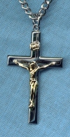 Medium Two-Tone Crucifix Gold on Sterling