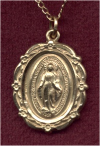 Floral Bordered Gold Miraculous Medal