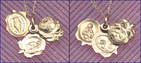 Gold Filled Rose Three Way Medal