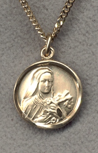 St. Theresa Medal 1/2 In. Gold Filled