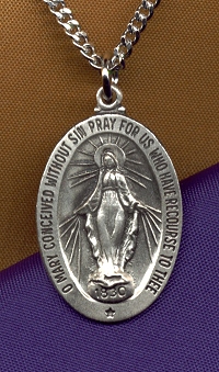 Miraculous Medal 15/16 In. Sterling