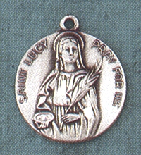 St Lucy Medal - 14 KT Gold - Large, Engravable - Catholic Saint Medals