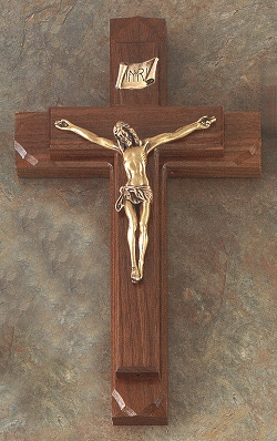 Sick Call Crucifix Set Walnut 12 3/4in.