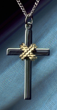 Rope Wrapped Crucifix 1 3/16 In. Gold on Sterling