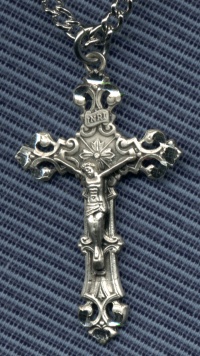 Ornate Decor Crucifix Necklace Sterling