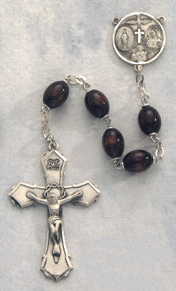 Brown Wood & Sterling Rosary