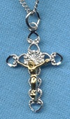 Lace Heart Crucifix Sterling on Gold