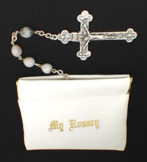 Small White Snap Closure Rosary Pouch