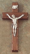 Knotted Walnut & Silver Crucifix 8 In.