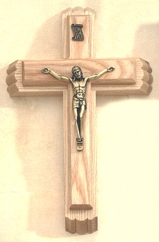 Carved Sick Call Crucifix Oak 13 In.