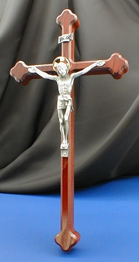 Cherry Finished with Pewter Crucifix-12 In.