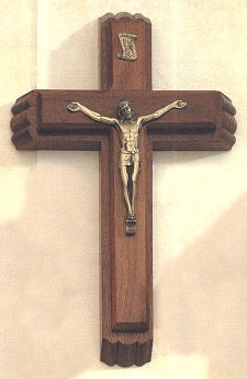 Carved Sick Call Crucifix Walnut 13 In.