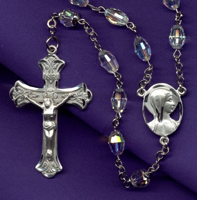 A B Crystal & Sterling Rosary