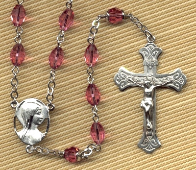 Rose Crystal & Rhodium Rosary