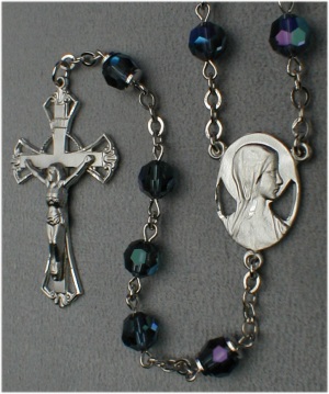 Montana Blue Cut Crystal & Rhodium Rosary