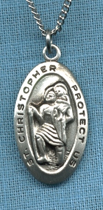 Small Frosted St. Christopher Medal in Sterling