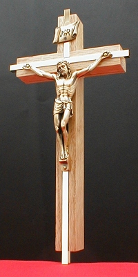 Oak Crucifix w/ 24kt-on-Brass Inlay