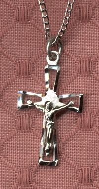 Engraved Border Crucifix in Sterling