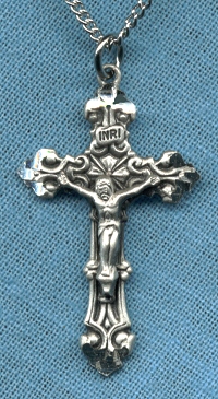 Floral Decor Crucifix in Sterling