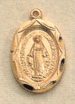 Oval Miraculous Medal 5/8 In. Gold on Sterling