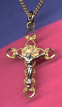 Lace Heart Crucifix  Gold on Sterling