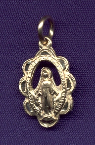 Small Interframe Miraculous Medal In 14Kt.