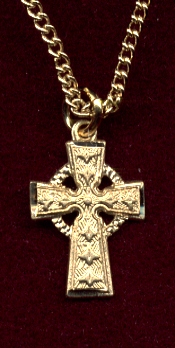 Small Detailed Celtic Cross 1/2 In. Gold on Sterli