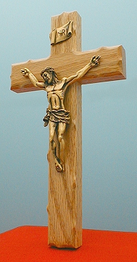 Oak Crucifix  Knotted Edge Antique Bronze 8 In.