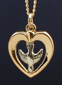 Holy Spirit Heart Gold Necklace