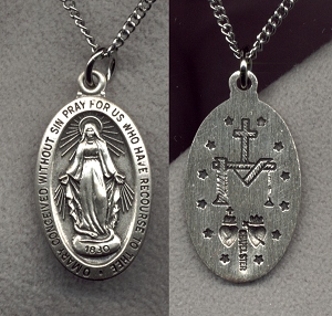 Miraculous Medal 7.8 In. Oval Sterling