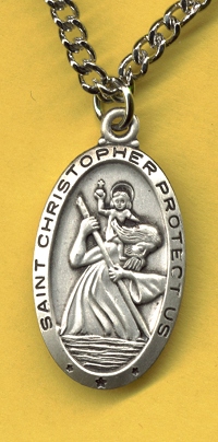 St. Christopher Medal 7/8 In. Oval Sterling