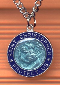 St. Christopher Medal Enameled-Blue