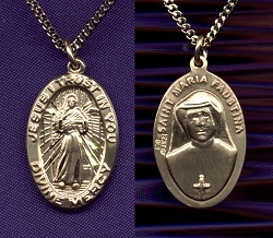 Divine Mercy 3/4 In. Oval Gold Filled