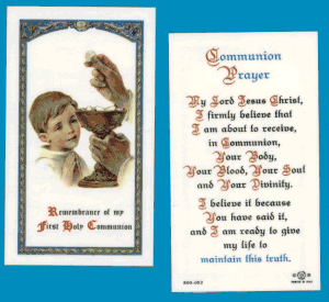 Communion Prayer For Boys: Holy Card