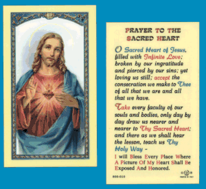 Prayer To The Sacred Heart: Holy Card