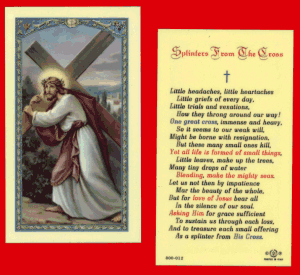 Splinters From The Cross: Holy Card
