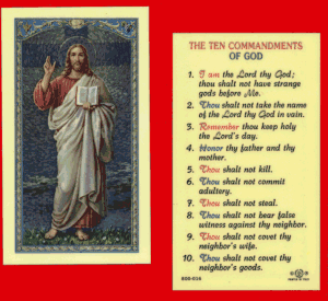 Ten Commandments: Holy Card