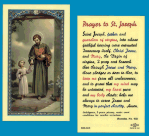 Prayer To St. Joseph: Holy Card
