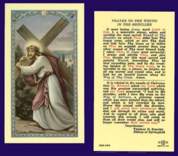 Prayer To The Wound In The Shoulder: Holy Card