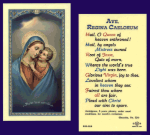 Ave Regina Caelorum: Holy Card
