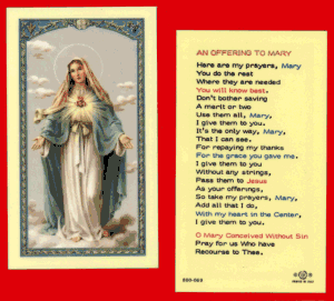 Offering To Mary: Holy Card