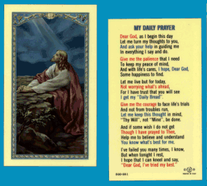 My Daily Prayer:  Holy Card