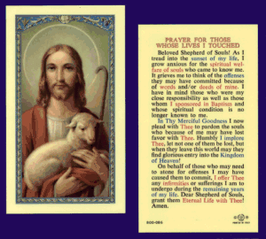 Prayer For Those Whose Lives I Touched: Holy Card