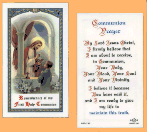 Boy's Communion Prayer: Holy Card