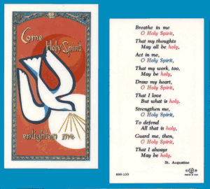 Come Holy Spirit, Enlighten Me: Holy Card