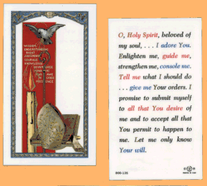 Prayer To The Holy Spirit: Holy Card