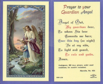 Girl/guardian Angel Holy Card