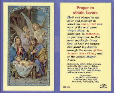 Obtain Favors Holy Card