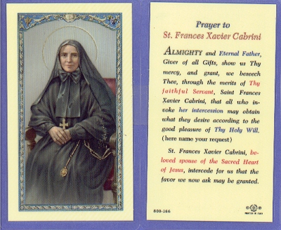 St Frances Cabrini Holy Card